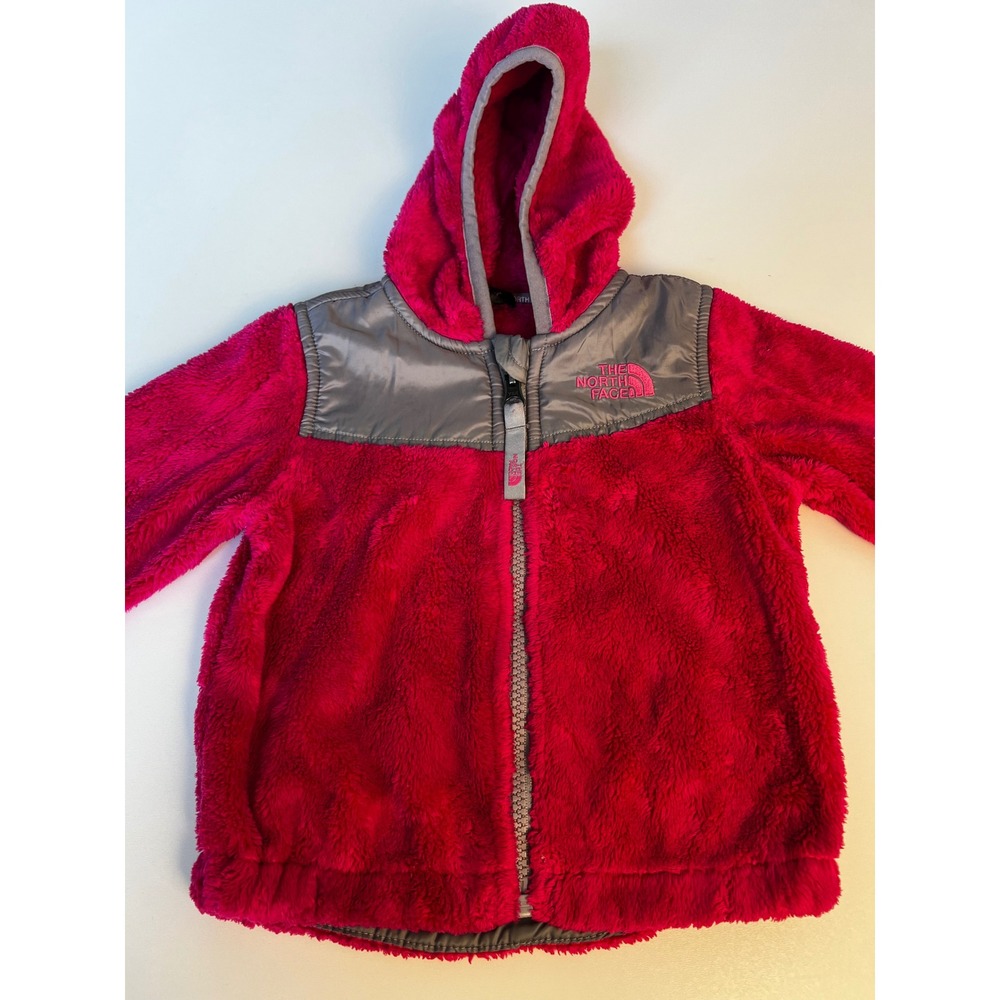 The North Face Infant Fleece Hoodie Jacket Pink‎ Gray Full Zip 6-12 Months